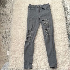 American Eagle bluish gray ripped skinny jeans